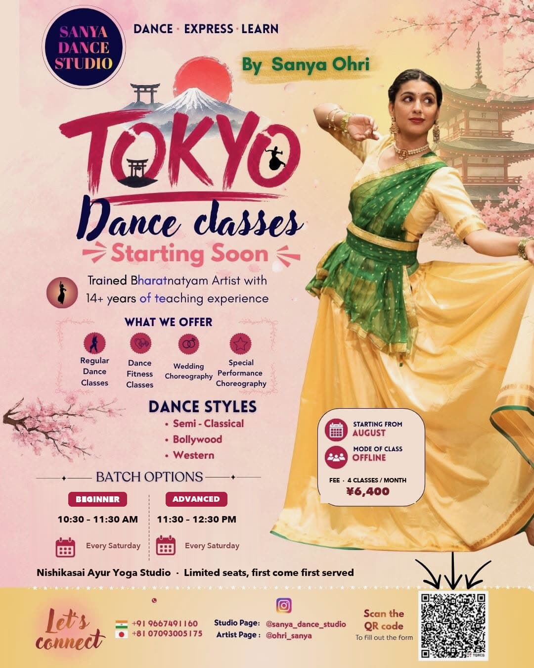 Sanya Dance Studio — इंडियन डांस क्लासेज़, टोक्यो